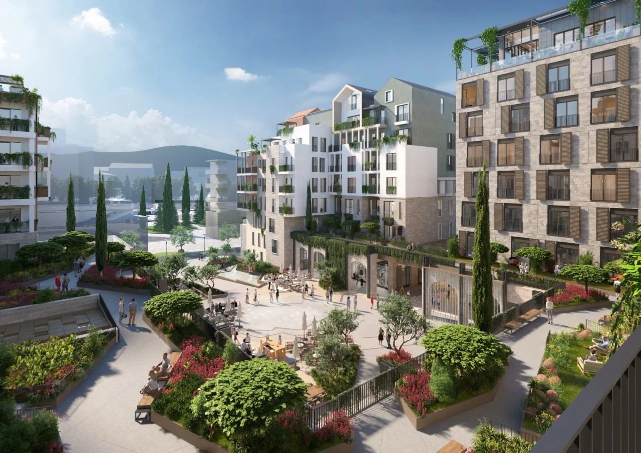 Новый апартамент с 1 спальней и двориком, здание Ostro, Boka Place, Porto Montenegro в Тивате